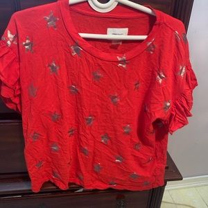 Red blouse with star pattern